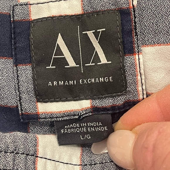 Armani Exchange A|X Plaid Button-Down Shirt | 100% Cotton | Size Large - Picture 3 of 4